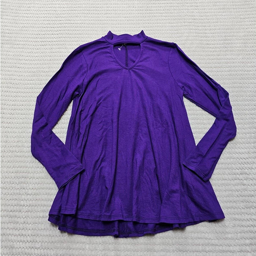 Pomelo Shirt Girls Youth Small Purple Long Sleeve Keyhole Front